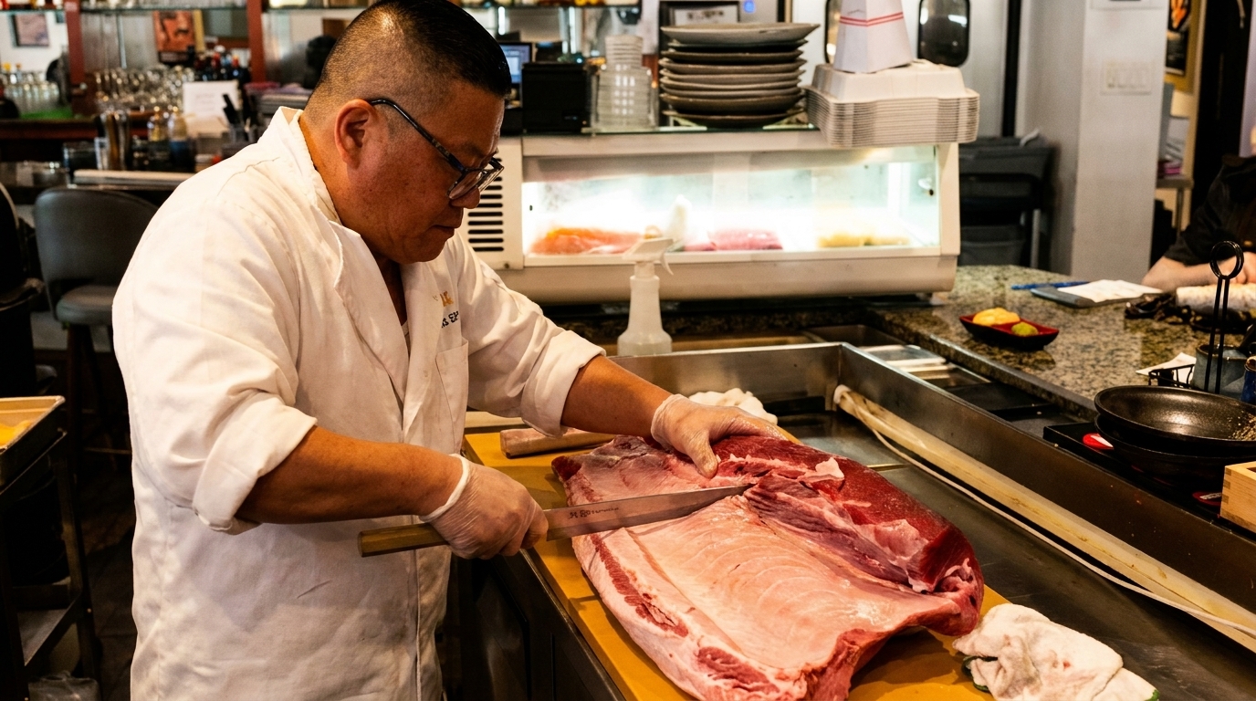 Whole Tuna Cutting at the Bar