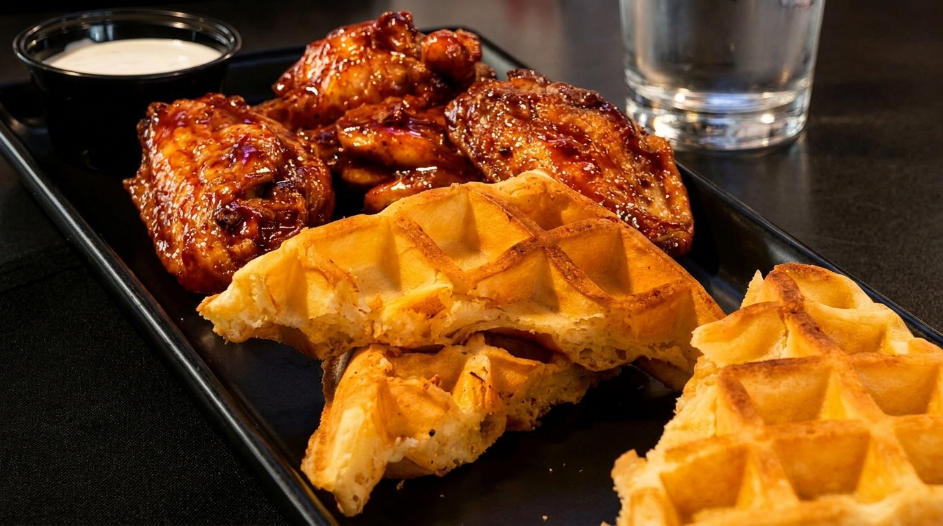 Wings & Waffles. Omelets. Pancakes.