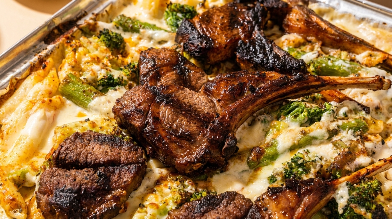 Lamb Chops on Pasta