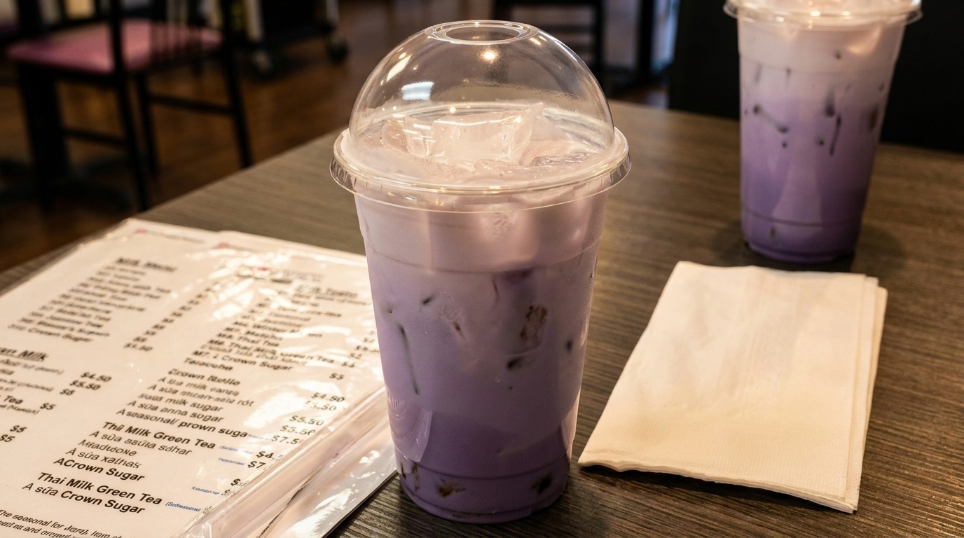 Taro, Coconut, Peach Tea