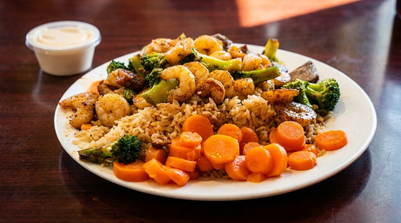 Steak, Shrimp, and Hibachi Rice