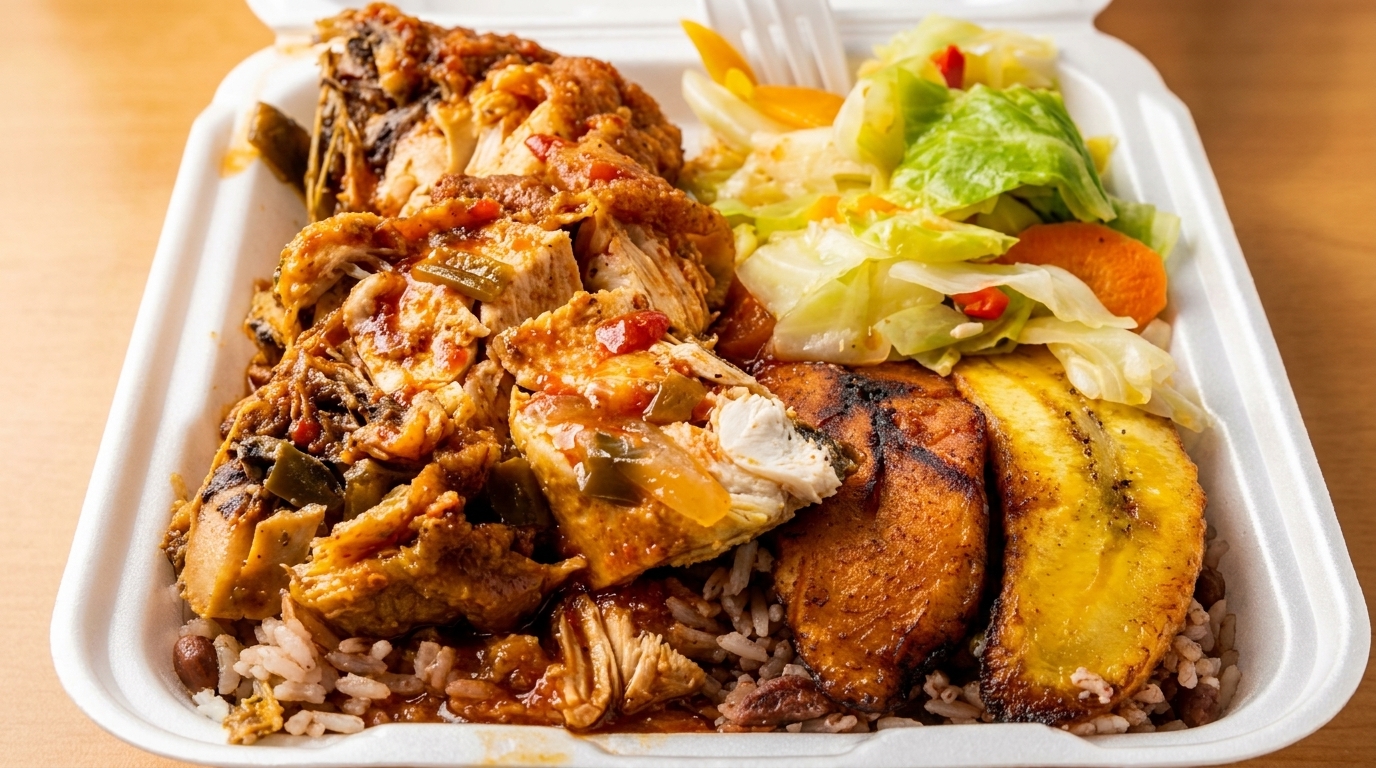 Oxtail, Jerk Chicken, Stew Peas